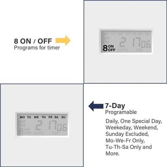 8-Outlet Power Strip with Digital Timer (4 Outlets Timed, 4 Outlets Always On) - Picture 2 of 6